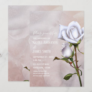 Invitation Roses blanches douces romantiques Élégant mariage 
