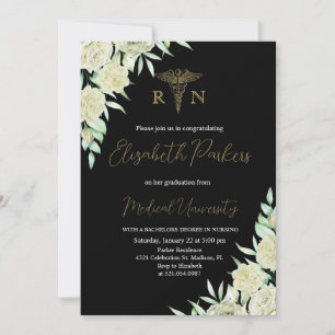 Invitation Roses blanches et Black Nursing Party
