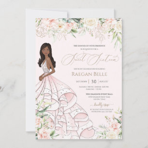 Invitation Roses Blanches et Roses Foncé en Luxe Robe Douce S