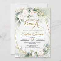 Roses blanches eucalyptus vert faux cadre or