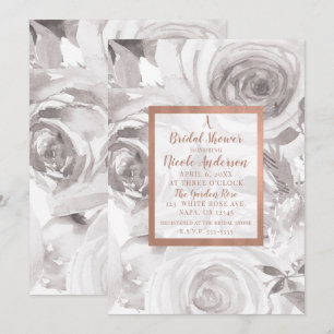 Invitation Roses blanches Fleurs Rose Moderne Élégant Shower 