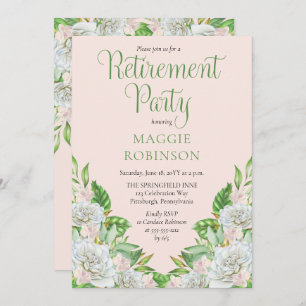 Invitation Roses blanches   Orchids Boho Floral Retirement Pa