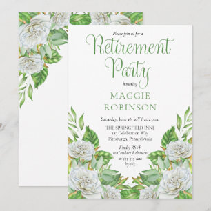 Invitation Roses blanches  Parti de retraite florale Boho ver