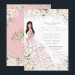 Invitation Roses blanches rose pâle Roses luxueuses Sweet six<br><div class="desc">Elégant design de luxe avec des roses douces rose et blanche,  des accents d'or rose,  et une belle poupée dans une luxueuse robe de bal fleurie. Tout le texte est entièrement personnalisable.</div>