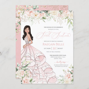 Invitation Roses blanches rose pâle Roses luxueuses Sweet six
