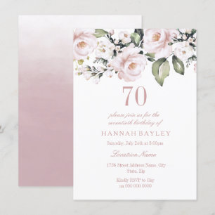 Invitation Roses blanches roses douces 70e anniversaire moder