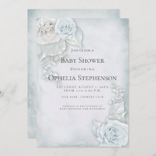 Invitation Roses Bleues Bleues baby showers