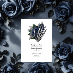Invitation Roses Bleus de la marine gothique et Fiançailles à