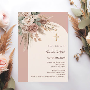 Invitation Roses blush ivoire arche en terre cuite Confirmati