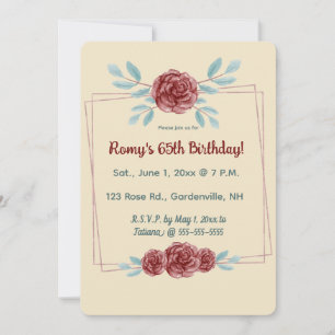 Invitation Roses bordeaux modifiables dans un double cadre do