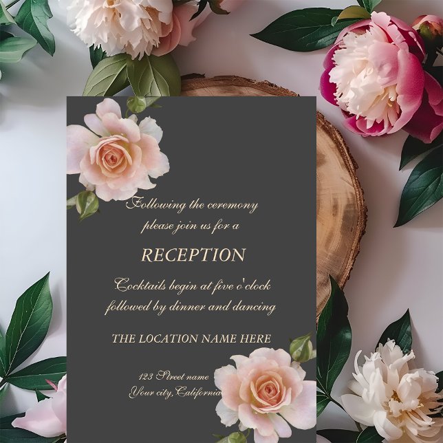 Invitation Roses Chic Élégant, Réception de Mariage Floral (Créateur téléchargé)