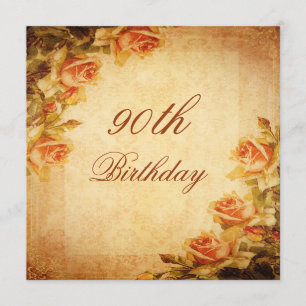 Invitation Roses chics minables quatre-vingt-dixième de pêche