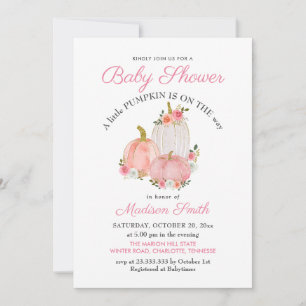 Invitation Roses Citrouille rose aquarelle BABY SHOWER