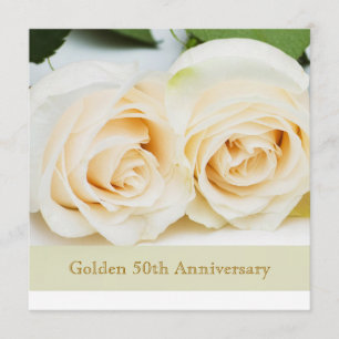 Invitation Roses crème blanche, 50e anniversaire de mariage