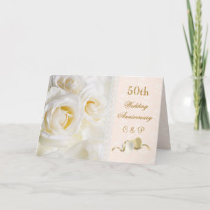 Invitation Roses crèmes blancs, anniversaire de mariage de