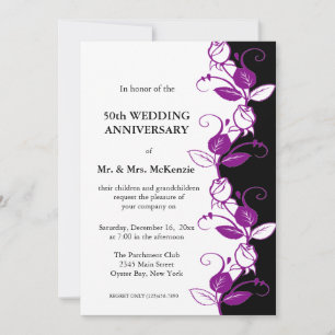 Invitation Roses d'anniversaire (violet)