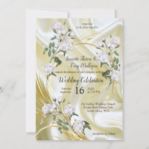 Invitation Roses d'aquarelle blanche peints sur la soie de ch