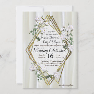 Invitation Roses d'aquarelle blanche peints sur la soie de ch