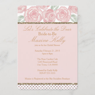 Invitation Roses d'aquarelle et Parties scintillant Look Invi