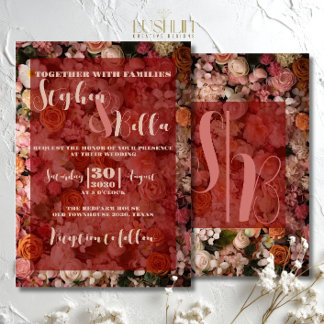 Invitation Roses d'automne Mariage Floral Élégant
