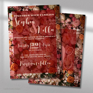 Invitation Roses d'automne Mariage Floral Élégant