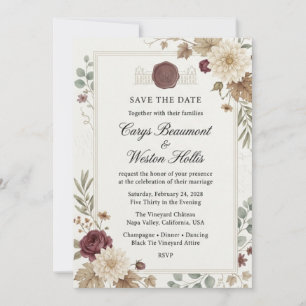 Invitation Roses de Bourgogne, Dahlias, Feuilles d'Automne, E