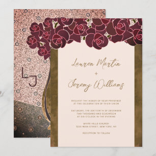 Invitation Roses de Bourgogne moderne dans Vase Pink Floral M
