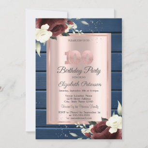 Invitation Roses de Bourgogne, Rose Bois Bleu Or 100e Anniver