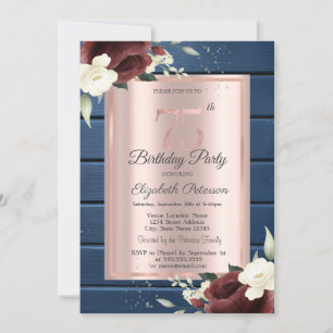Invitation Roses de Bourgogne, Rose de bois bleu Or 75e anniv