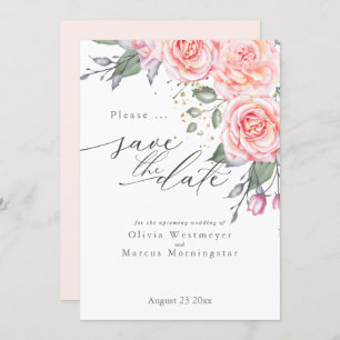 Invitation Roses de chalet rose rustique Enregistrer la date