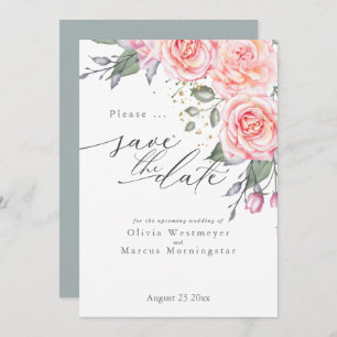 Invitation Roses de chalet rose rustique Enregistrer la date