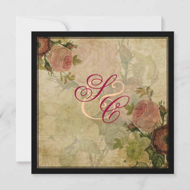 Invitation roses de cottage vintage PixDezines (Devant)
