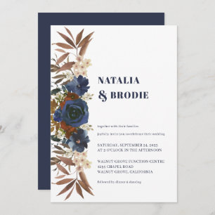 Invitation Roses de couleur bleu marine