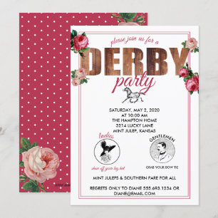 Invitation Roses de courses hippiques du Derby Party