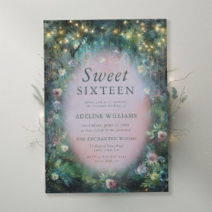 Invitation Roses de forêt enchantés Misty rose vert doux 16