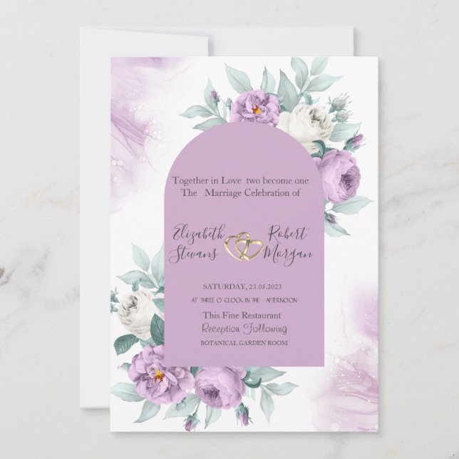 Invitation Roses de lilas aquarelle à pois (Devant)