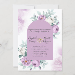Invitation Roses de lilas aquarelle à pois