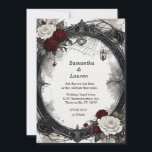 Invitation Roses de lit d'aquarelle Mariage de goth encadré<br><div class="desc">Watercolor Webbed Roses Mariage Goth encadré ©Tabz Jones tous droits réservés.</div>