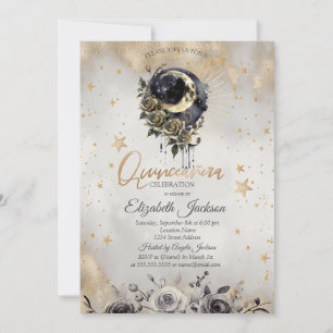 Invitation Roses de lune célestes Quinceanera étoiles