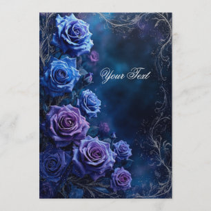 Invitation Roses de mariage fantaisie bleues et violettes