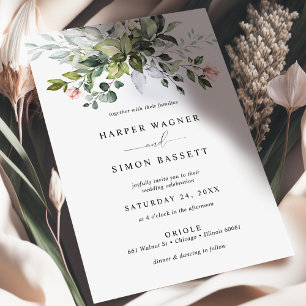 Invitation Roses de verdure succulent Mariage Eucalyptus