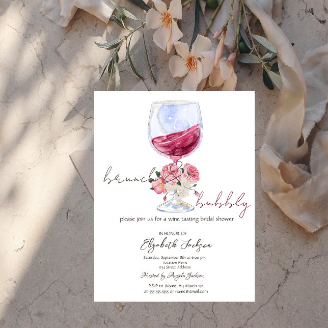 Invitation Roses de vin paillettes gouttes brunch bulle (Créateur téléchargé)