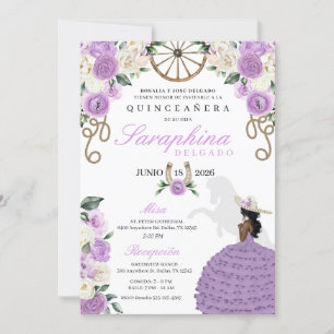 Invitation Roses de violet et d'ivoire, Western Cowgirl Quinc