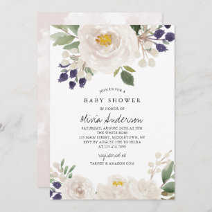 Invitation Roses d'hiver magnifique Baby shower
