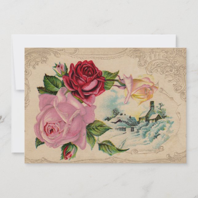 Invitation Roses d'hiver victoriennes (Devant)
