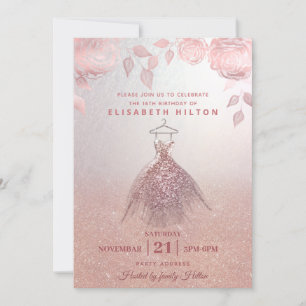 Invitation roses d'or rose de la Parties scintillant moderne