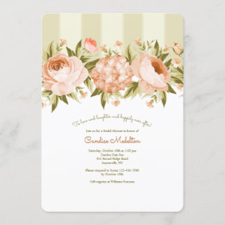 Invitation Roses en fleurs et Fête de l'mariée de Hydrangea