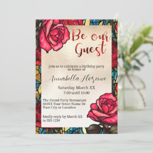 Invitation Roses en Verre Coloré La Belle et la Bête