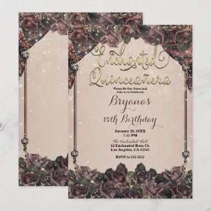 Invitation Roses Épice Mauve Éclat 15 Quinceañera 15 ans