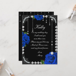 Invitation Roses Et Diamants Bleus Romantiques En Hommage